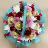 Luxury Floral & Chocolate Basket Hamper Mixed Roses, Chrysanthemums & Ferrero Rocher