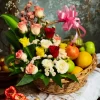 Premium Fresh Fruit & Flower Basket Hamper