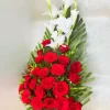 1-691f07c99b088 Elegant 25 Red Roses & 3 White Gladiolus Stand Arrangement
