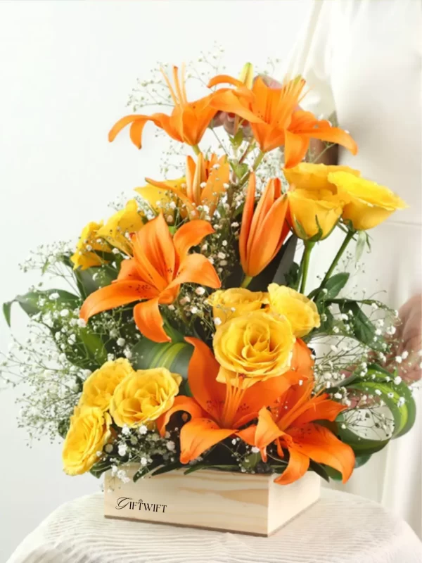 10-6921c27aa03fb Vibrant Orange Lilies & Yellow Roses Box Arrangement