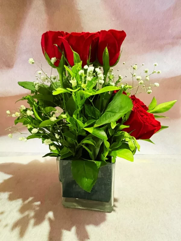 10 Red Rose Vase Arrangement Classic Love Bouquet by GiftWift