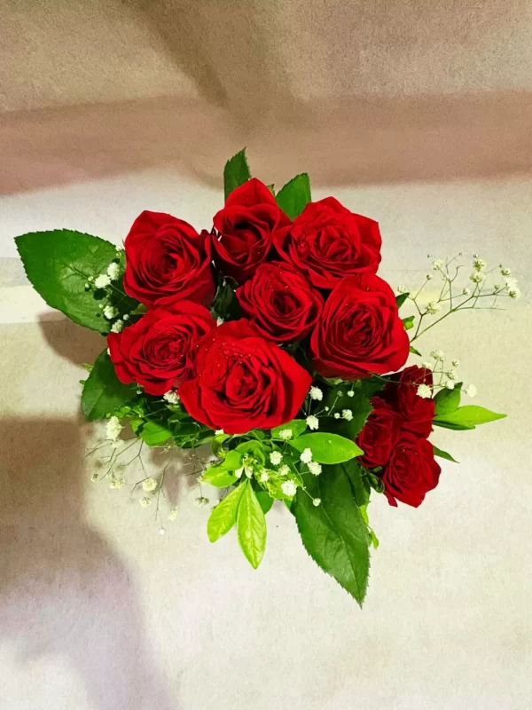 10 Red Rose Vase Arrangement Classic Love Bouquet by GiftWift