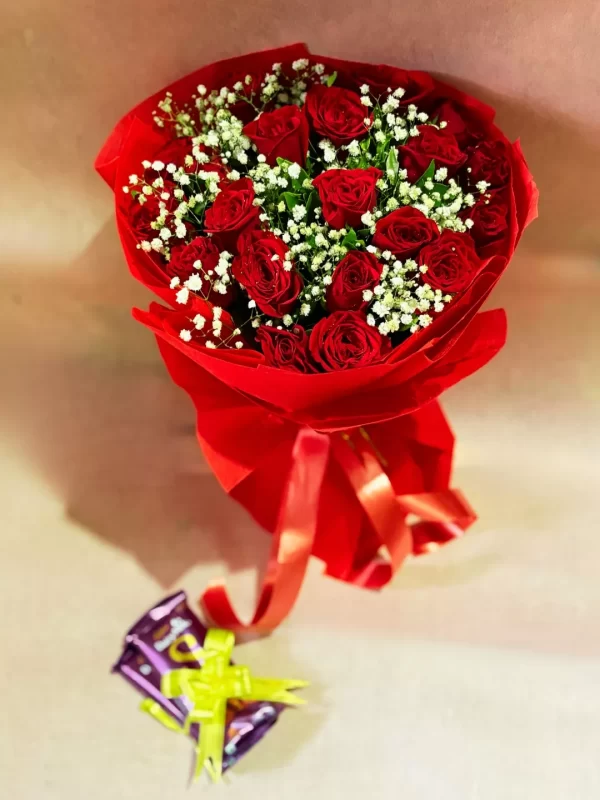 2-69159fc10cb7a Classic Red Roses & Gypso Bouquet with Chocolates