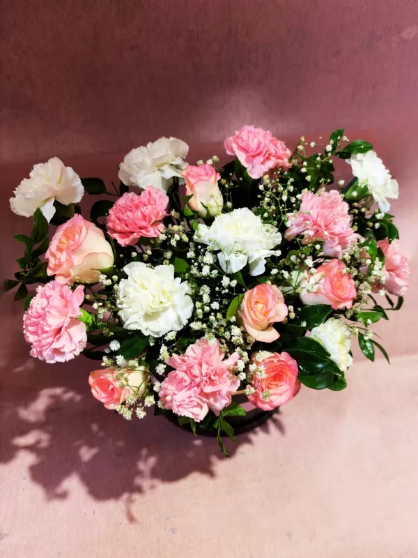 2-6915a0a6b028c Elegant Pink & White Floral Box Arrangement