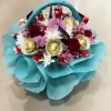 Luxury Floral & Chocolate Basket Hamper Mixed Roses, Chrysanthemums & Ferrero Rocher