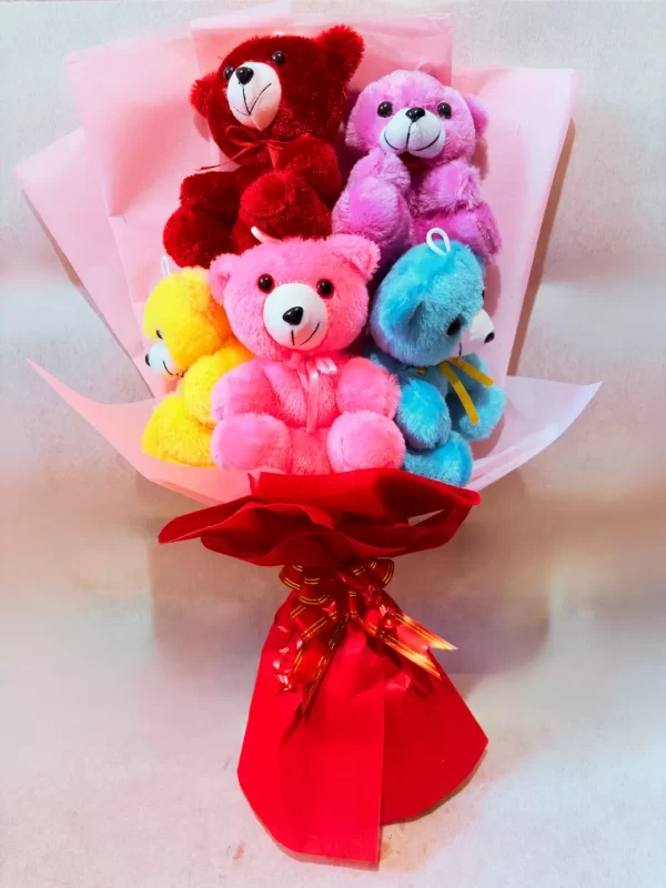 Rainbow Teddy Bear Bouquet Cute & Colorful Gift Arrangement