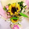 3 Sunshine Sunflower & White Lily Bouquet Elegant Fresh Floral Mix