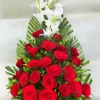3-691f07cb45403 Elegant 25 Red Roses & 3 White Gladiolus Stand Arrangement