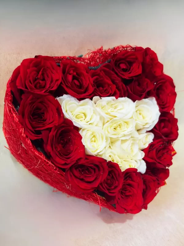 3-6921c2b44cc5a Elegant Heart-Shaped Red & White Roses Box Arrangement