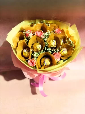 Ferrero Rocher & Pink Roses Luxury Bouquet