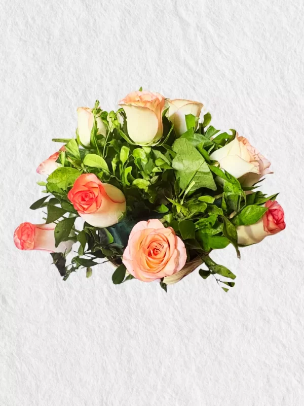 Charming Pink & White Roses Mini Basket