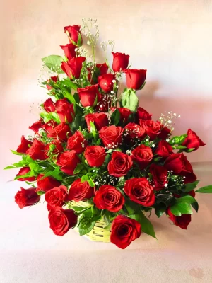 Premium 60 Red Roses Basket Arrangement – Grand Luxury Floral Gift