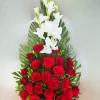 4-691f07cb45598 Elegant 25 Red Roses & 3 White Gladiolus Stand Arrangement