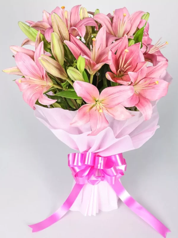 4-6921c27f227ff Elegant Pink Lily Blossom Bouquet