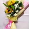 5 Sunshine Sunflower & White Lily Bouquet Elegant Fresh Floral Mix