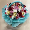 Luxury Floral & Chocolate Basket Hamper Mixed Roses, Chrysanthemums & Ferrero Rocher