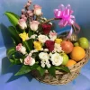 Premium Fresh Fruit & Flower Basket Hamper