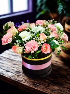 Elegant Pink & White Floral Box Arrangement