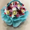 Luxury Floral & Chocolate Basket Hamper Mixed Roses, Chrysanthemums & Ferrero Rocher