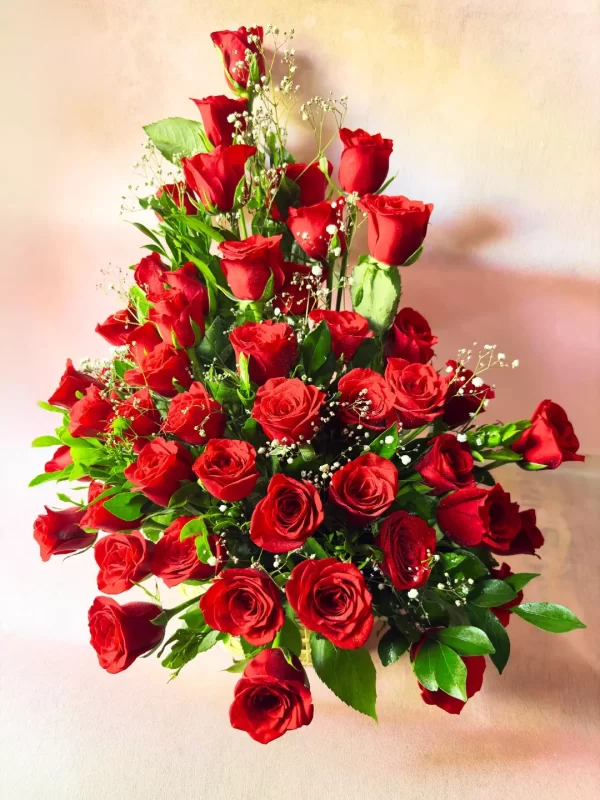 Premium 60 Red Roses Basket Arrangement – Grand Luxury Floral Gift