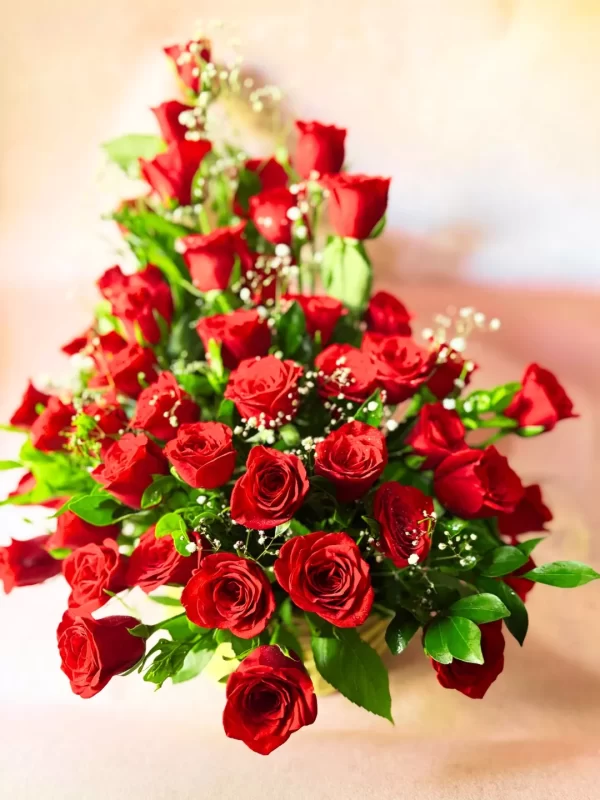 Premium 60 Red Roses Basket Arrangement – Grand Luxury Floral Gift