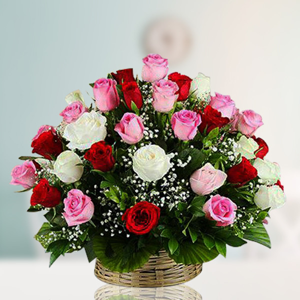 36 Mixed Roses Premium Basket Arrangement