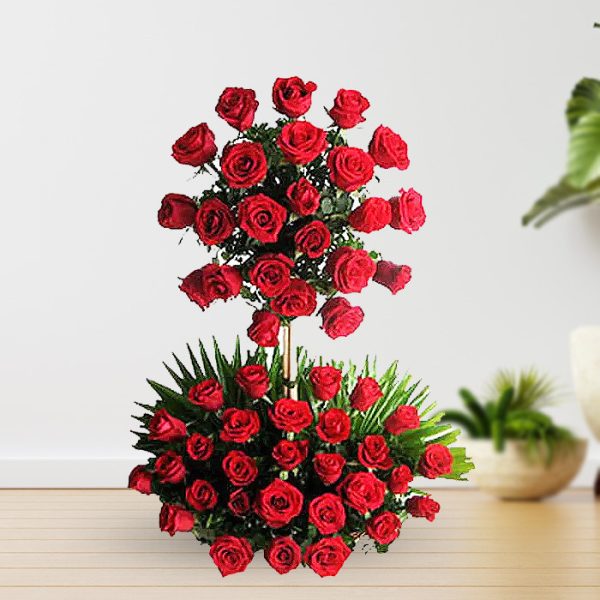 Two-Tier Grand Arrangement of Red Roses