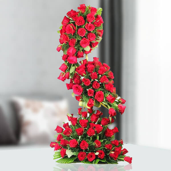 Grand Triple-Tier Arrangement of Red Roses