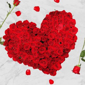 Premium Heart-Shaped Arrangement of Red Roses