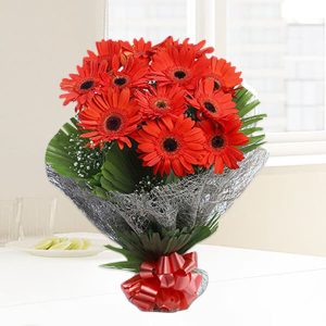 GW-0046 15 Red Gerbera Daisy Hand Bouquet