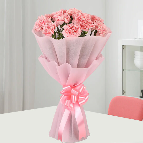 Pink Carnations Fresh Hand Bouquet