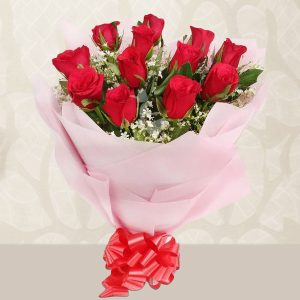 12 Red Roses Fresh Hand Bouquet Wrap