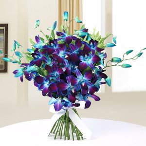 20 Stem Blue Orchid Hand Bunch Bouquet