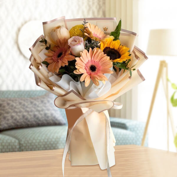 Elegant Mixed Gerbera & Sunflower Bouquet