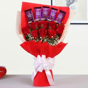 GW-0086 Red Roses & Dairy Milk Chocolate Bouquet
