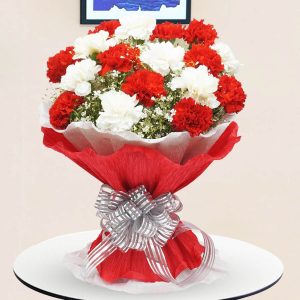 Red & White Carnations Bouquet