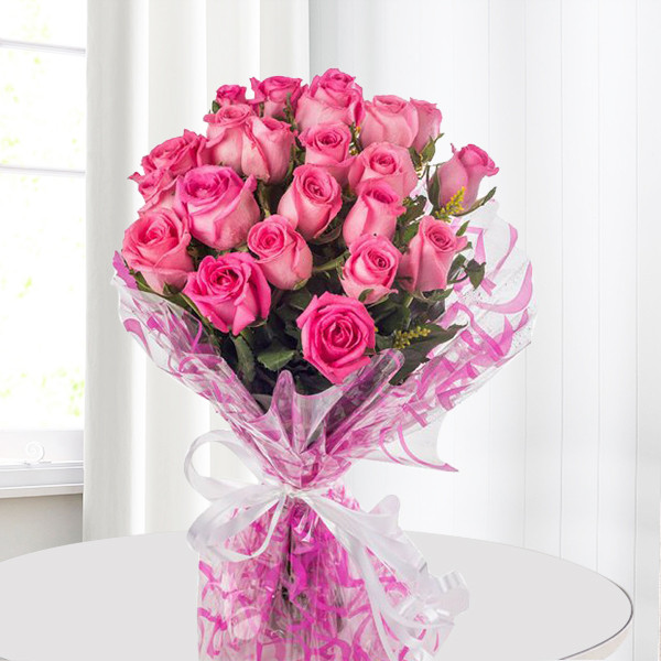 Elegant Pink Roses Bouquet Wrapped Beautifully