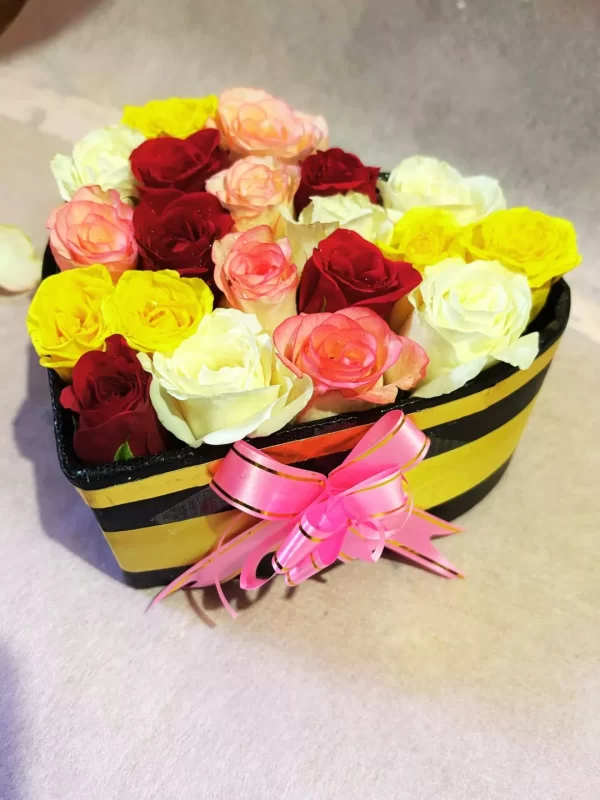 Heart-Shaped Rose Box Mixed Roses Love Arrangement by GiftWift
