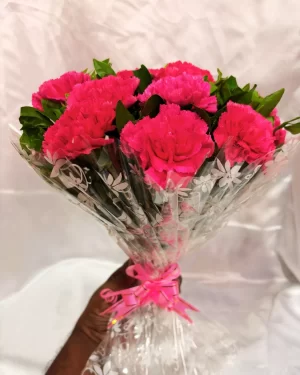 12 Pink Carnations Hand Bouquet