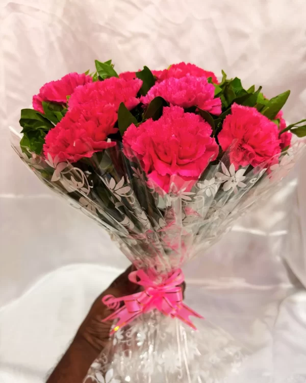 12 Pink Carnations Hand Bouquet