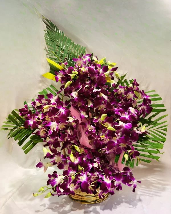 Purple Orchids Floral 3Feet Basket Arrangement