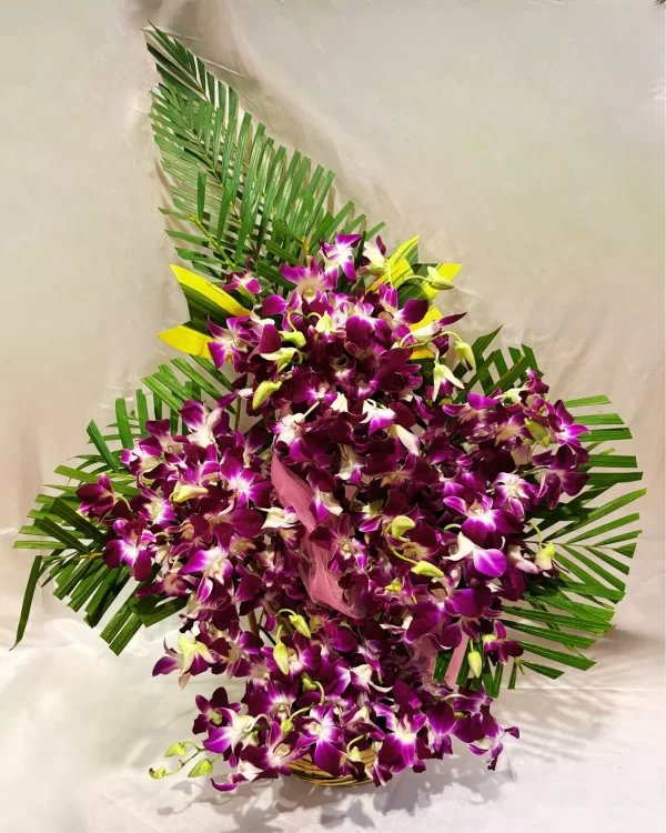 Purple Orchids Floral 3Feet Basket Arrangement