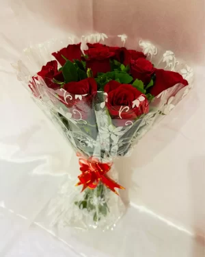 10 Red Roses Hand Tied Bouquet