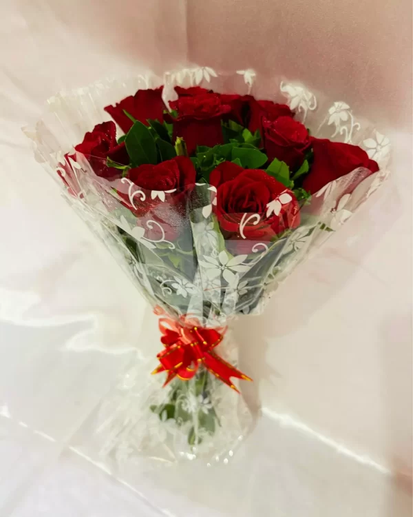 10 Red Roses Hand Tied Bouquet