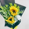 2 Yellow Sunflowers Mixed Hand Bouquet