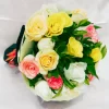 15 Mixed Color Roses Hand Bouquet
