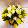 15 Yellow Roses & 10 White Chrysanthemums Basket