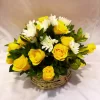 15 Yellow Roses & 10 White Chrysanthemums Basket