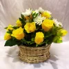 15 Yellow Roses & 10 White Chrysanthemums Basket