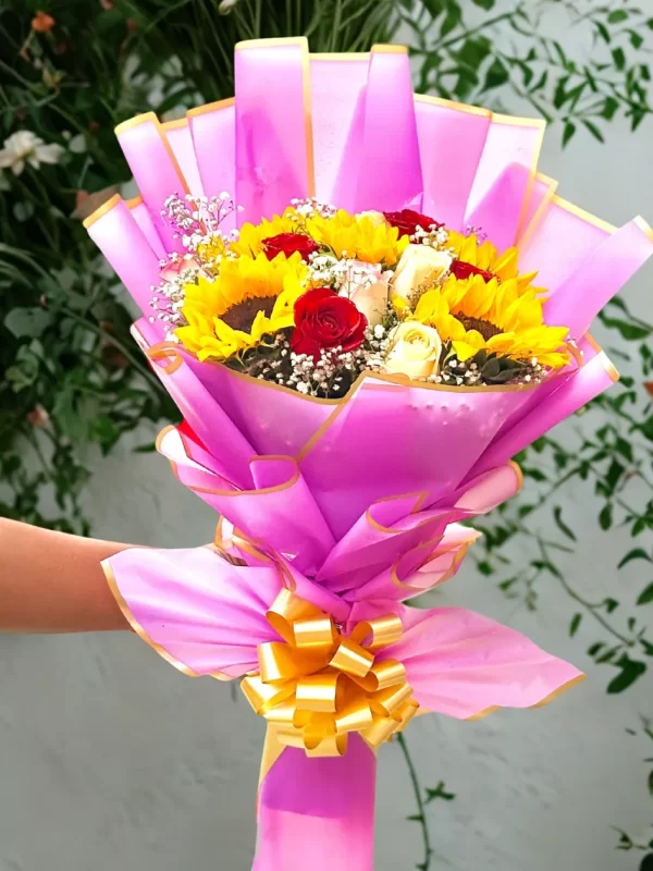 5 Yellow Sunflower Mixed Hand Bouquet